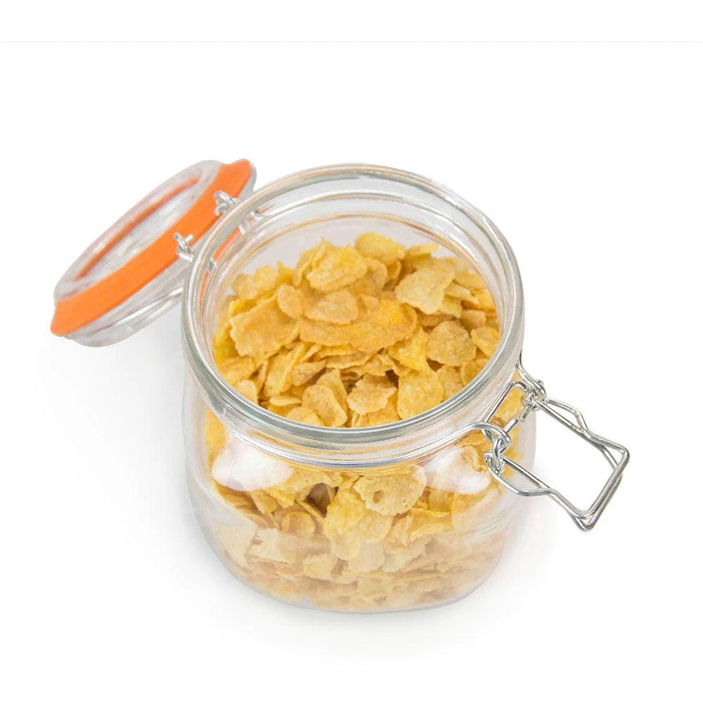 商品Home Basics|Home Basics 67 oz. Square Glass Canister with Brushed Stainless Steel Screw-on Lid Clear,价格¥107,第3张图片详细描述