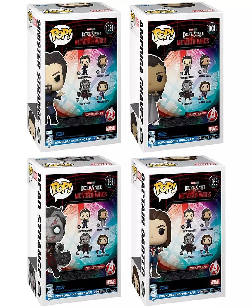 商品Funko|Pop Marvel Movies Doctor Strange in the Multiverse of Madness America Chavez in Cloak Sinister Strange Dead Strange Captain Carter 4 Figure Collectors Set,价格¥112,第2张图片详细描述