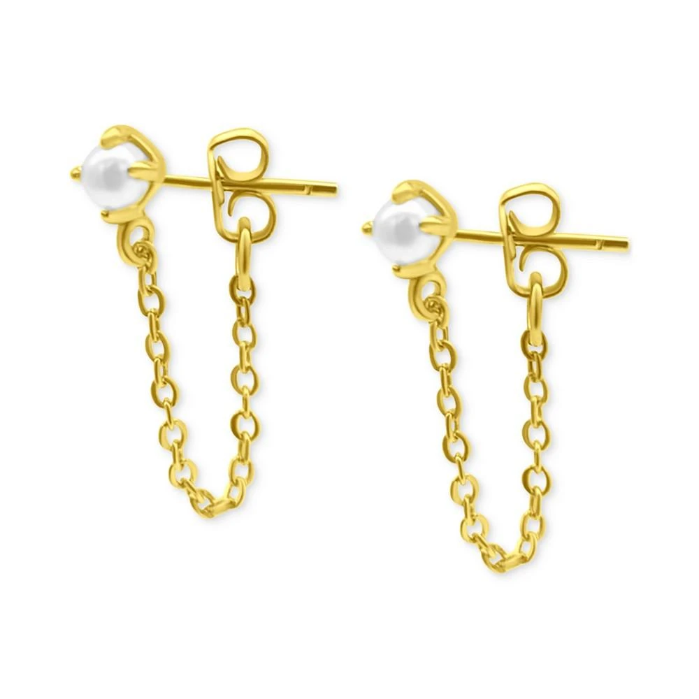 商品ADORNIA|14k Gold-Plated Chain & Freshwater Pearl Front-to-Back Earrings,价格¥182,第1张图片