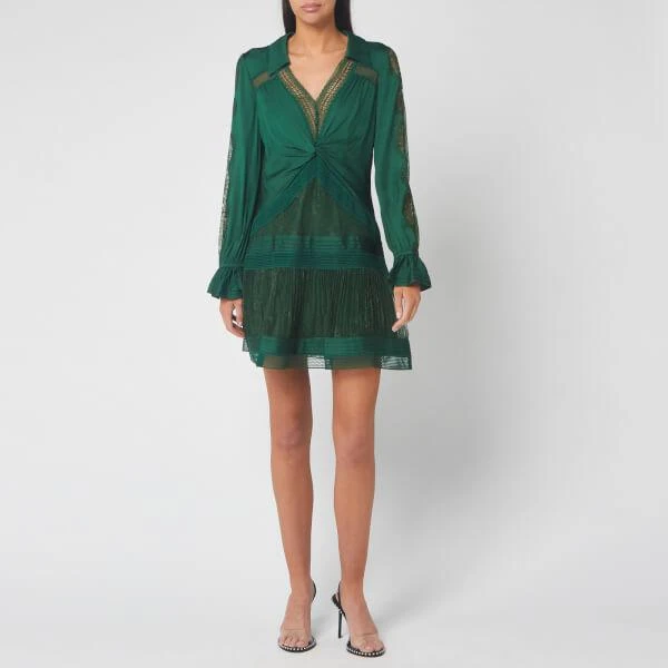 商品Self Portrait|Self-Portrait Women's Fine Lace Trim Mini Dress - Green,价格¥1410,第3张图片详细描述