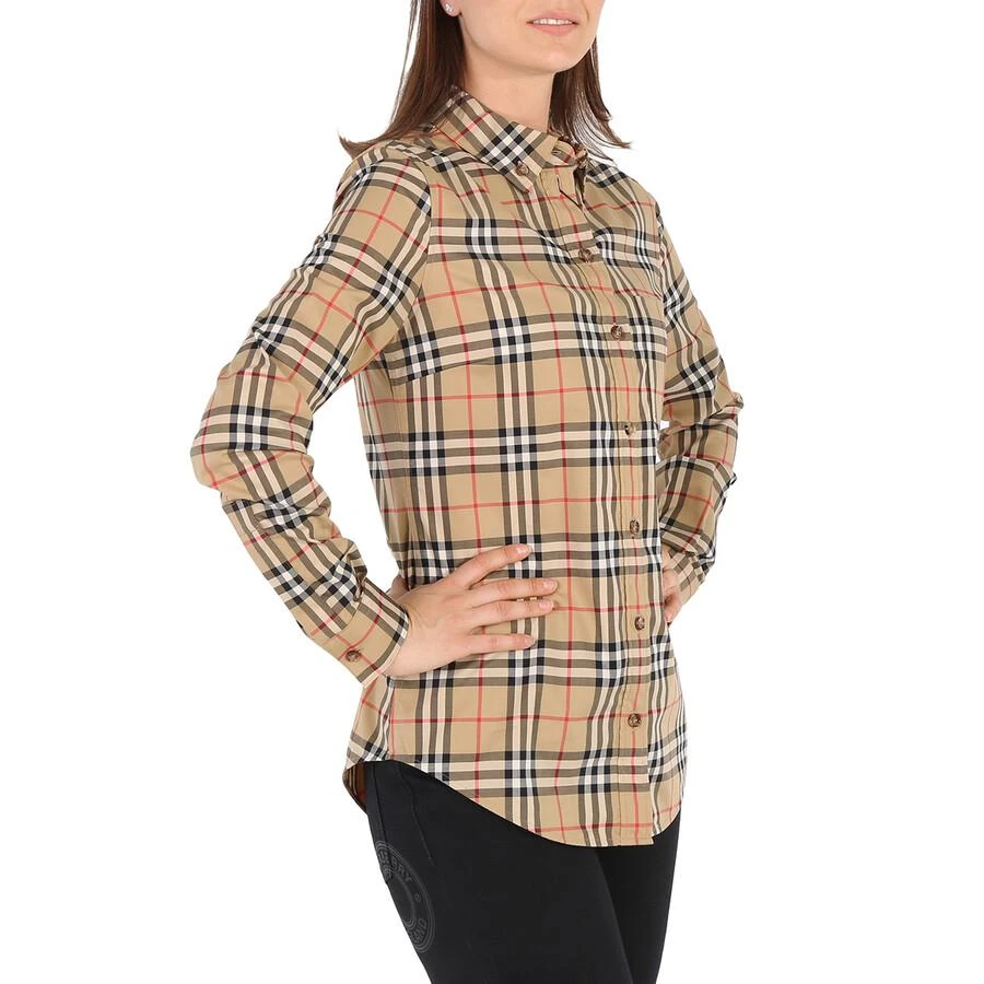 商品Burberry|女士复古格纹弹力棉质纽扣领衬衫  8022284,价格¥2118,第2张图片详细描述