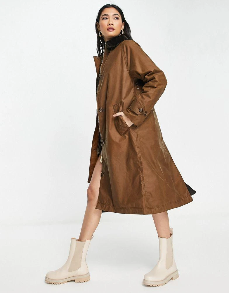商品Barbour|Barbour Nancy wax trench coat in camel,价格¥1632,第4张图片详细描述