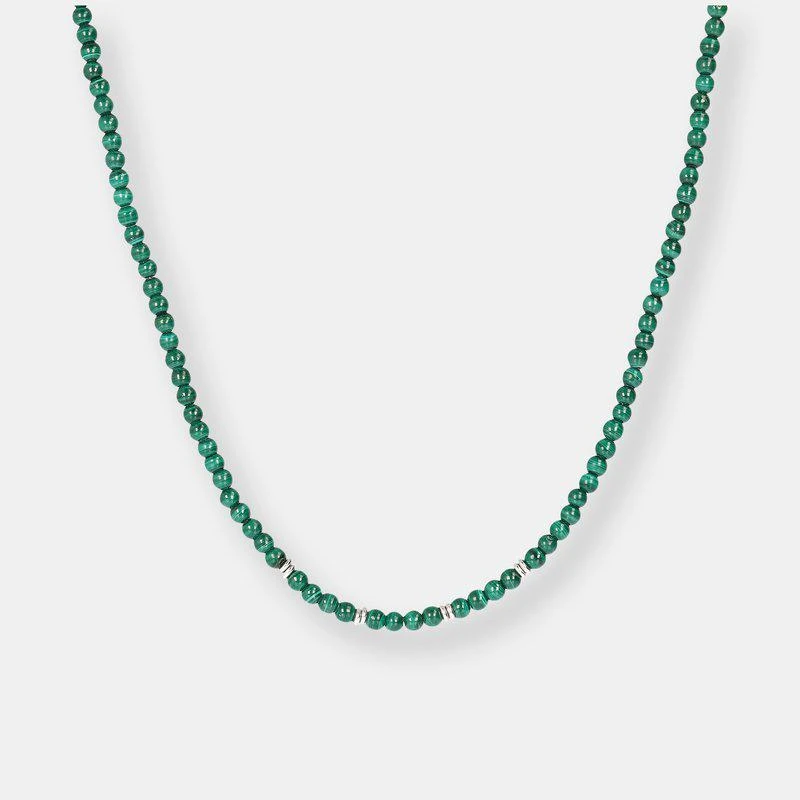 商品Albert M.|Silver And Stones Necklace Malachite,价格¥979,第2张图片详细描述