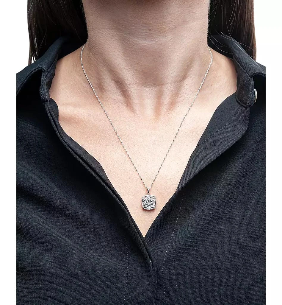 商品Macy's|Diamond Cushion Cluster 18" Pendant Necklace (1/10 ct. t.w.) in Sterling Silver,价格¥1286,第2张图片详细描述