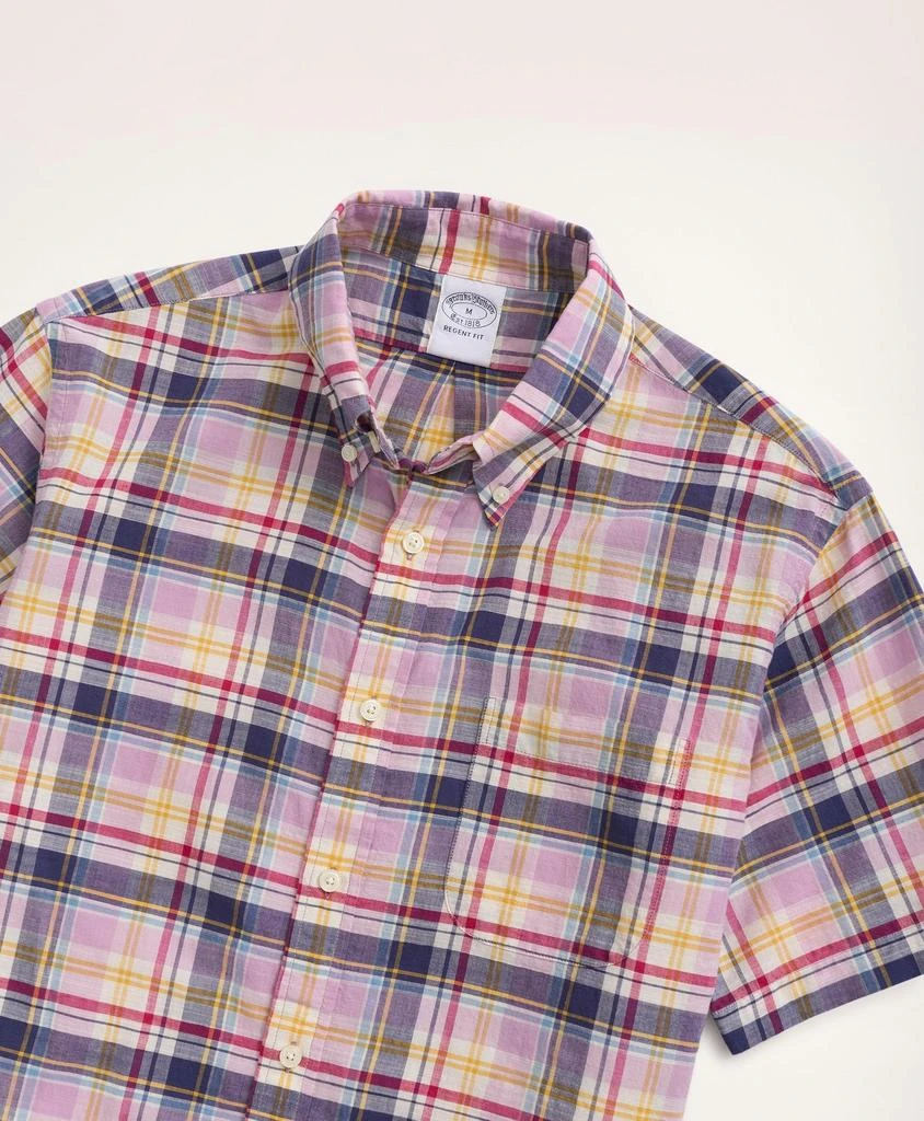 商品Brooks Brothers|Regent Regular-Fit Sport Shirt, Short-Sleeve Madras,价格¥330,第2张图片详细描述