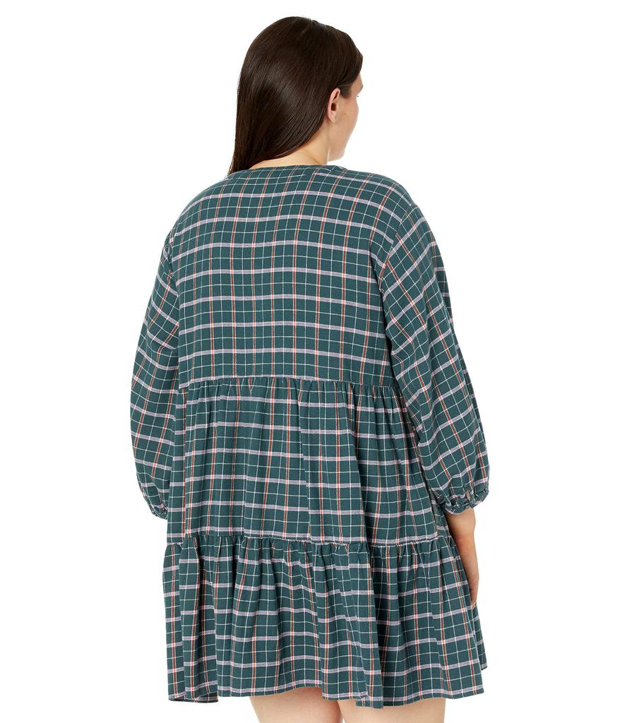 Plus Size Long Sleeve Button-Down Tiered Mini Dress商品第2张图片规格展示