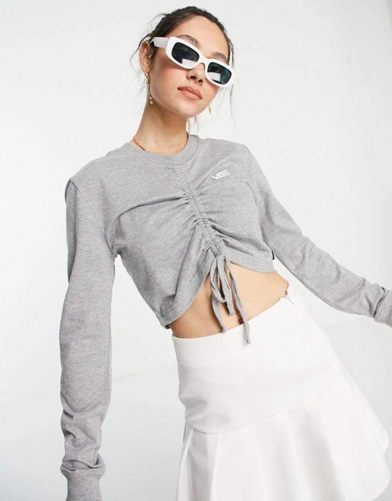 商品Vans|Vans Davie ruched long sleeve crop t-shirt in grey,价格¥172,第3张图片详细描述