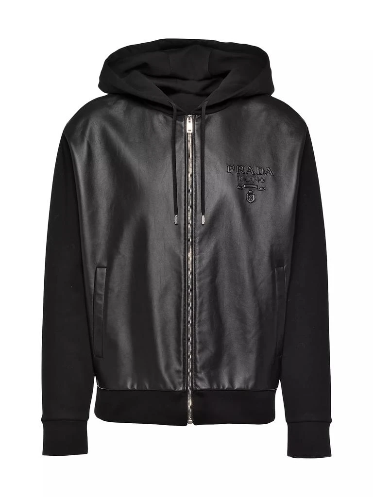 商品Prada|Technical Fleece and Leather Hoodie Jacket,价格¥27721,第1张图片