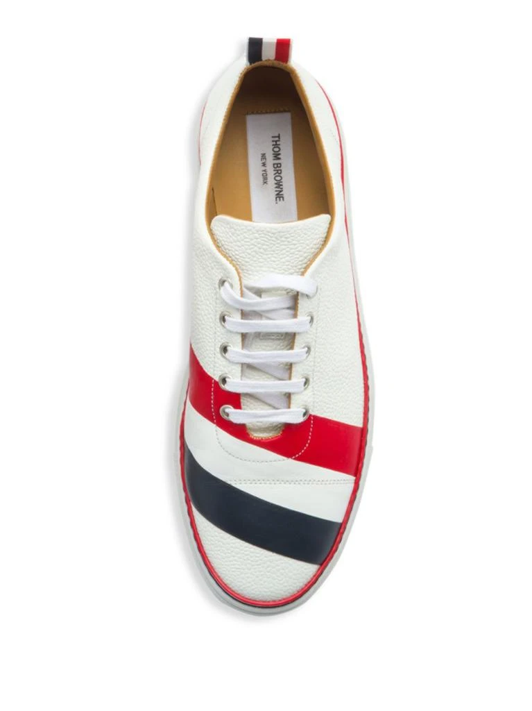 商品Thom Browne|Thom Browne - Diagonal Stripe Canvas & Leather Low-Top Sneakers,价格¥2586,第4张图片详细描述