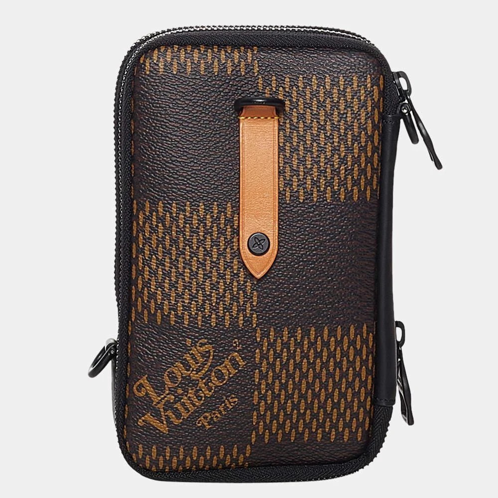 商品[二手商品] Louis Vuitton|Louis Vuitton Brown Giant Damier Ebene Tortoise Double Phone Pouch,价格¥13652,第3张图片详细描述