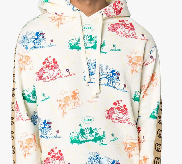 商品[国内直发] Gucci|古驰 x Disney/迪士尼 联名款 Mickey Mouse Printed  Hoodie 米老鼠印花连帽卫衣 男款 白色,价格¥5298,第3张图片详细描述