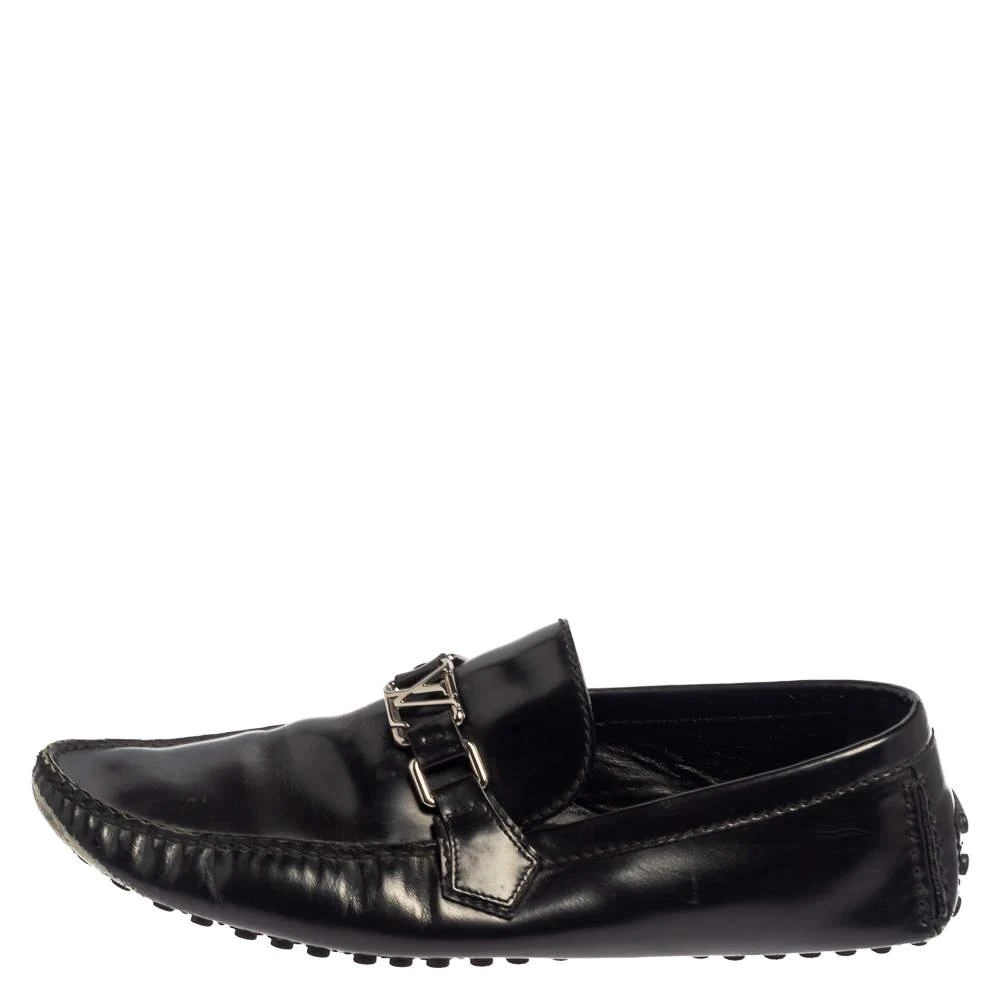 商品[二手商品] Louis Vuitton|Louis Vuitton Black Leather Hockenheim Slip On Loafers Size 43.5,价格¥1572,第2张图片详细描述