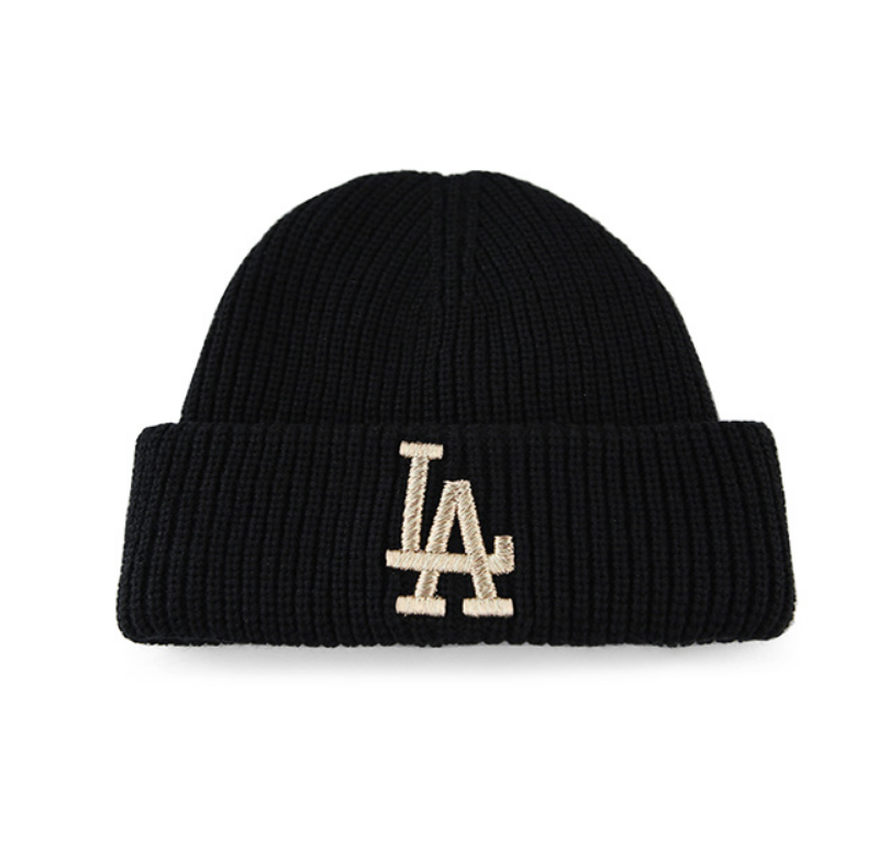 【享贝家】MLB 洛杉矶道奇队 LA 针织毛线帽 男女同款 黑色 3ABNM0716-07GOS商品第1张图片规格展示