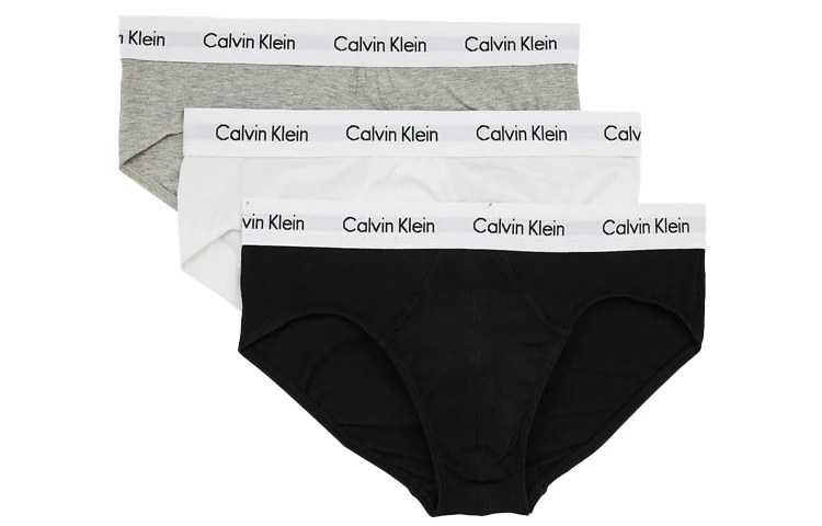 商品[国内直发] Calvin Klein|[预售3天]CALVIN KLEIN logo腰边舒适三角内裤 男款 三条装 黑白灰,价格¥258,第1张图片