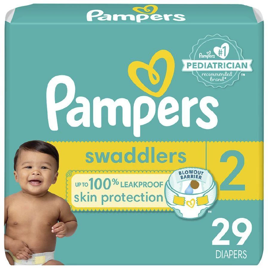 商品Pampers Swaddlers|Diapers, Ultra Absorbent and Soft Disposable Baby Diapers No scent, Size 2 (12-18 lbs),价格¥126,第1张图片详细描述