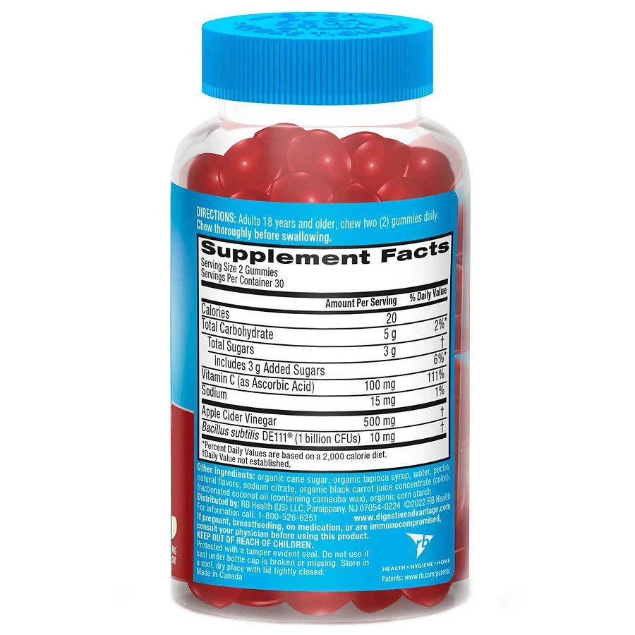 商品Digestive Advantage|Probiotic Gummies with Apple Cider Vinegar & Vitamin C,价格¥108,第3张图片详细描述