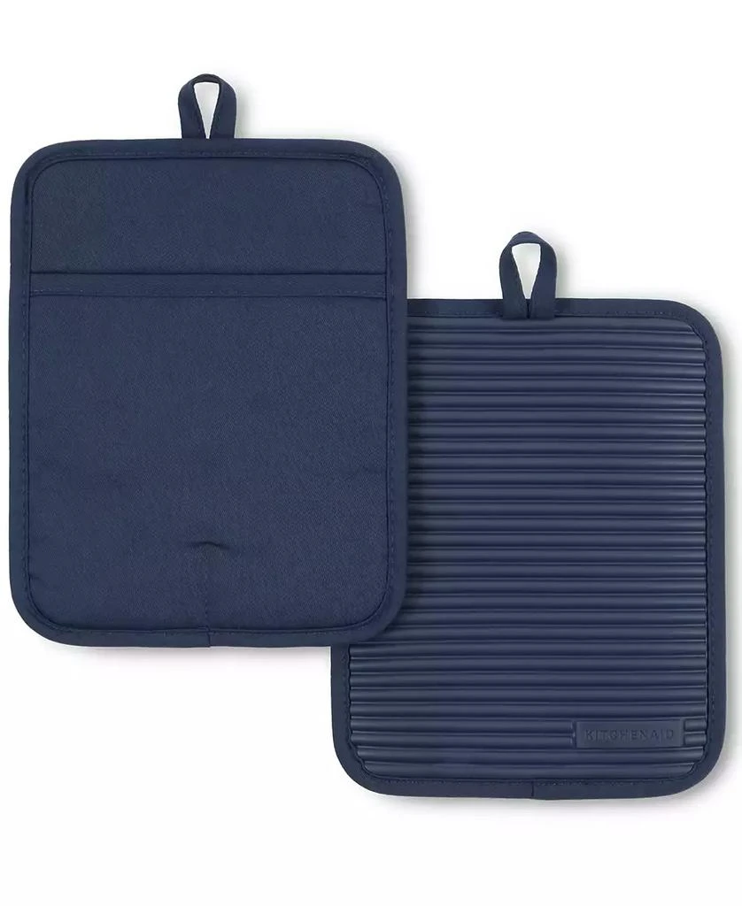 商品KitchenAid|Ribbed Soft Silicone Pot Holder 2-Pack Set, 7" x 9",价格¥262,第1张图片