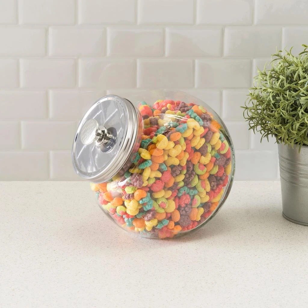 商品Home Basics|Home Basics Large 91 oz. Round Glass Candy Storage Jar with Stainless Steel Top, Clear,价格¥123,第2张图片详细描述