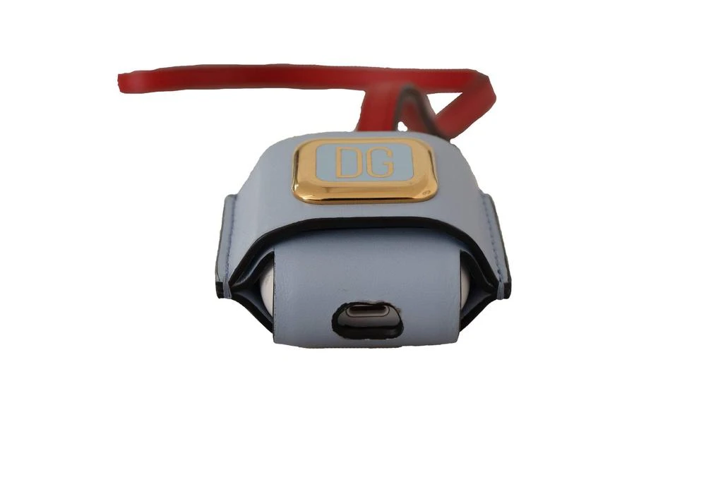 商品Dolce & Gabbana|Dolce & Gabbana Light Blue Red Leather Strap Gold Metal Airpods Case,价格¥1624,第4张图片详细描述