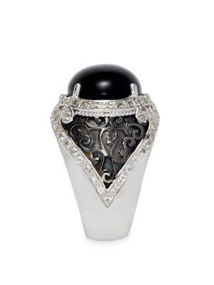 商品Delatori by ALOR|Sterling Silver, Black Rhodium, Black Onyx & Clear Crystal Ring,价格¥2830,第4张图片详细描述