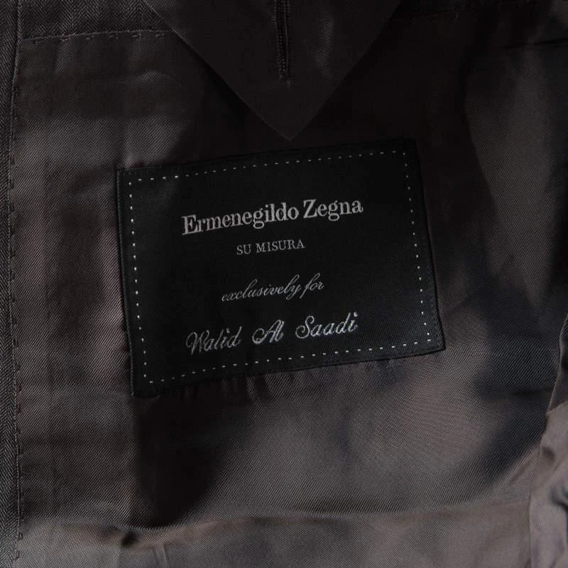 商品[二手商品] Zegna|Ermenegildo Zegna Brown Self Striped Micronsphere Wool Custom Made Blazer XL,价格¥913,第5张图片详细描述