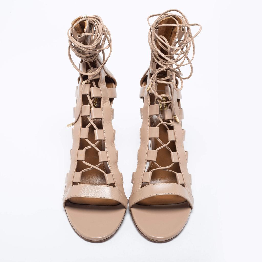 Aquazzura Beige Leather Amazon Gladiator Sandals Size 42商品第3张图片规格展示