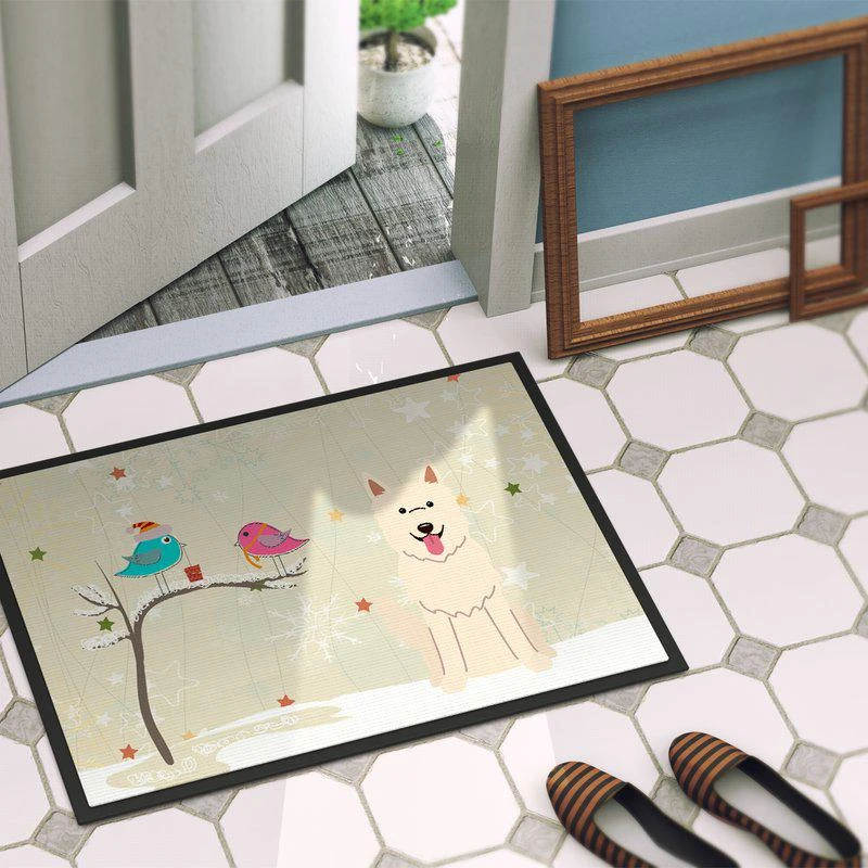 商品Caroline's Treasures|24 in x 36 in Christmas Presents between Friends German Shepherd White Door Mat Indoor/Outdoor,价格¥312,第2张图片详细描述