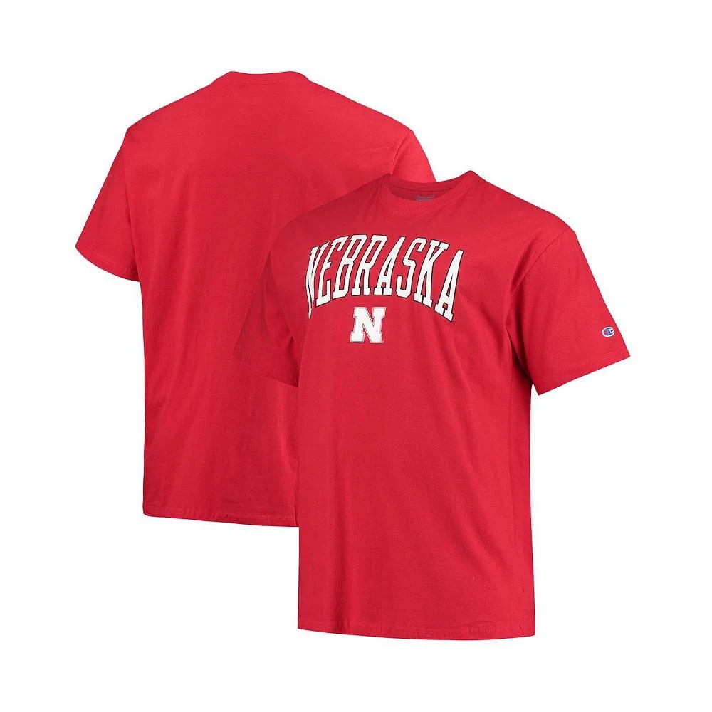 商品CHAMPION|Men's Scarlet Nebraska Huskers Big and Tall Arch Over Wordmark T-shirt,价格¥222,第1张图片