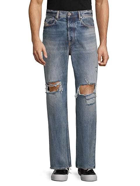 Distressed Straight-Leg Jeans商品第1张图片规格展示
