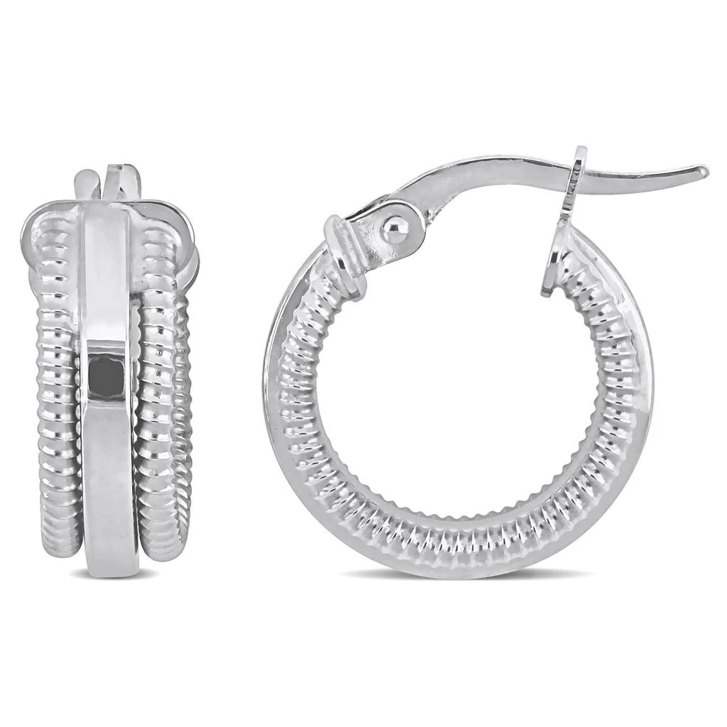 商品Mimi & Max|Textured Hoop Earrings in 10k White Gold,价格¥1075,第1张图片