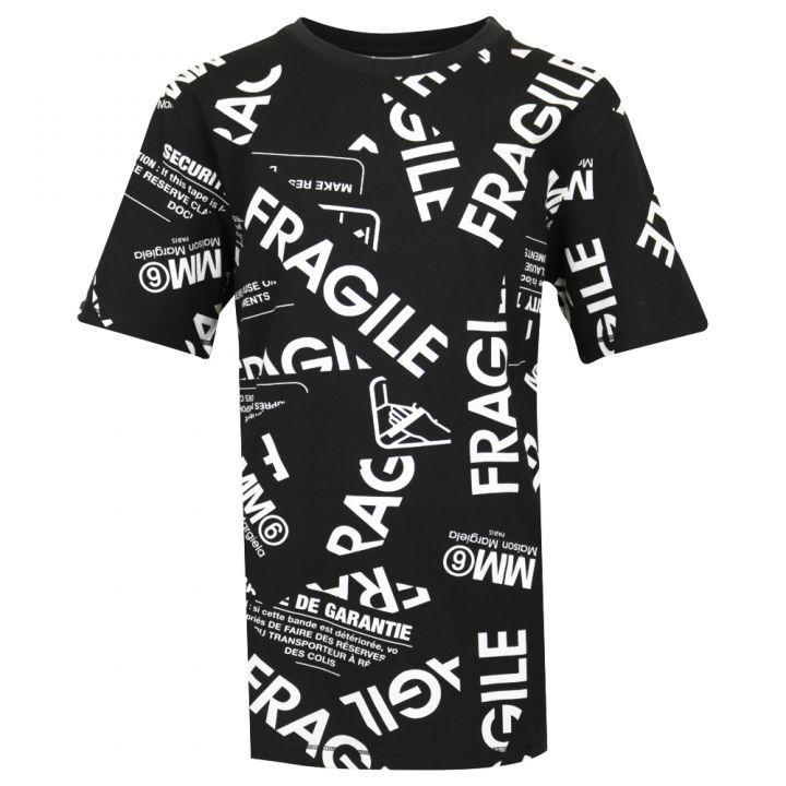 商品MAISON MARGIELA|Fragile Print Black T Shirt,价格¥324,第1张图片