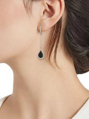 商品Roberto Coin|18K White Gold Black Jade & Diamond Drop Earrings,价格¥25207,第2张图片详细描述