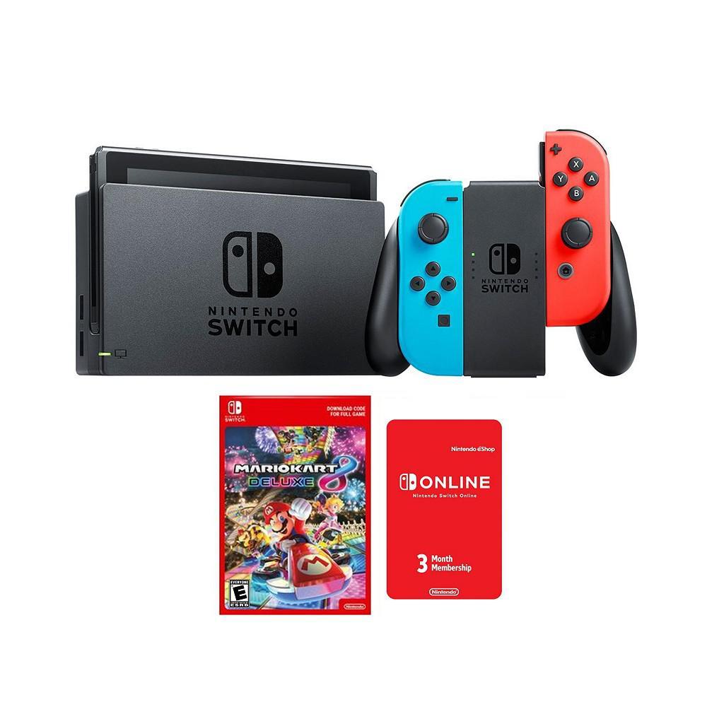 商品Nintendo|Switch Neon Mario Kart 8 Bundle with Animal Crossing & Accessories,价格¥3592,第4张图片详细描述