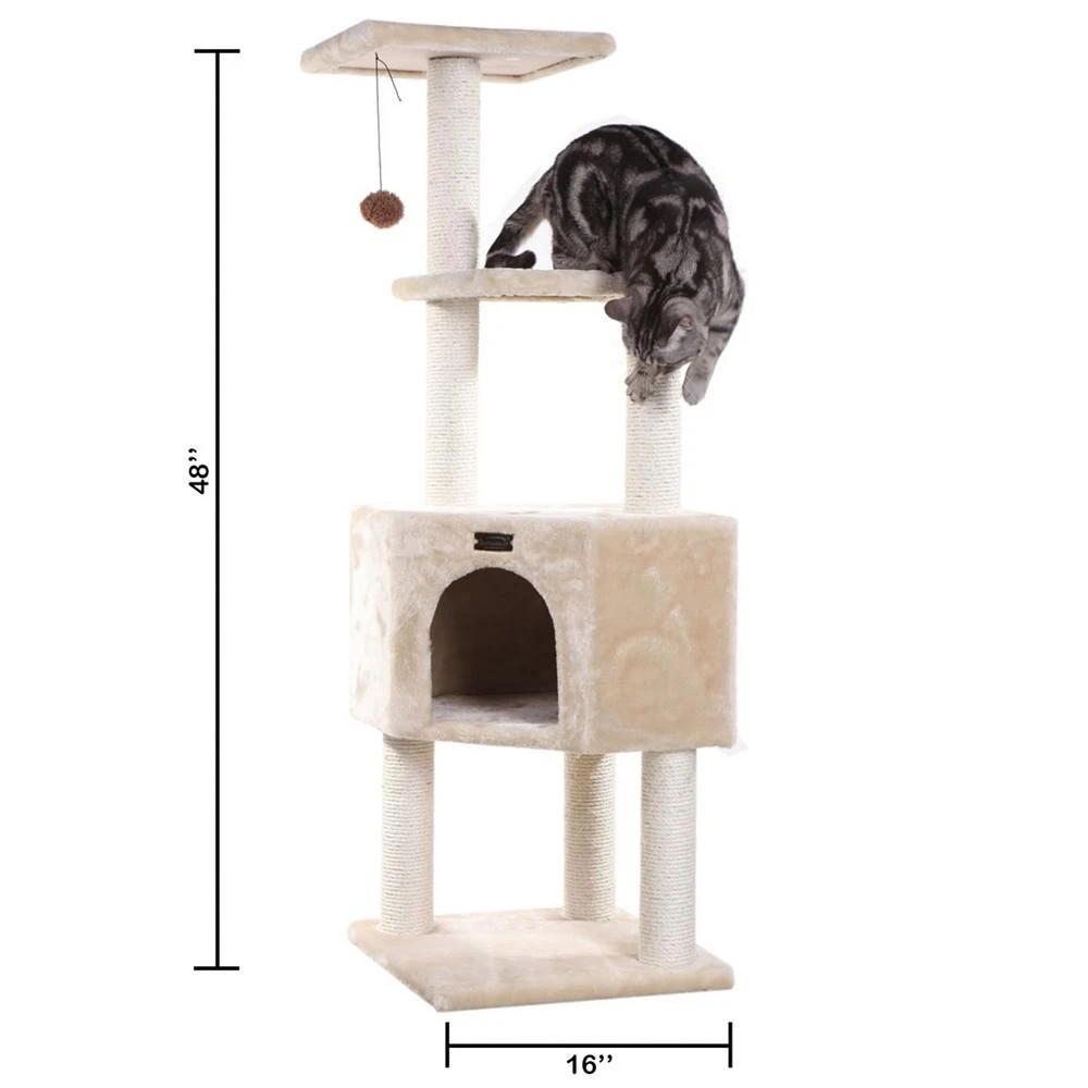 商品Macy's|48" Real Wood 3-Level Cat Tower for Kittens Play,价格¥1038,第5张图片详细描述