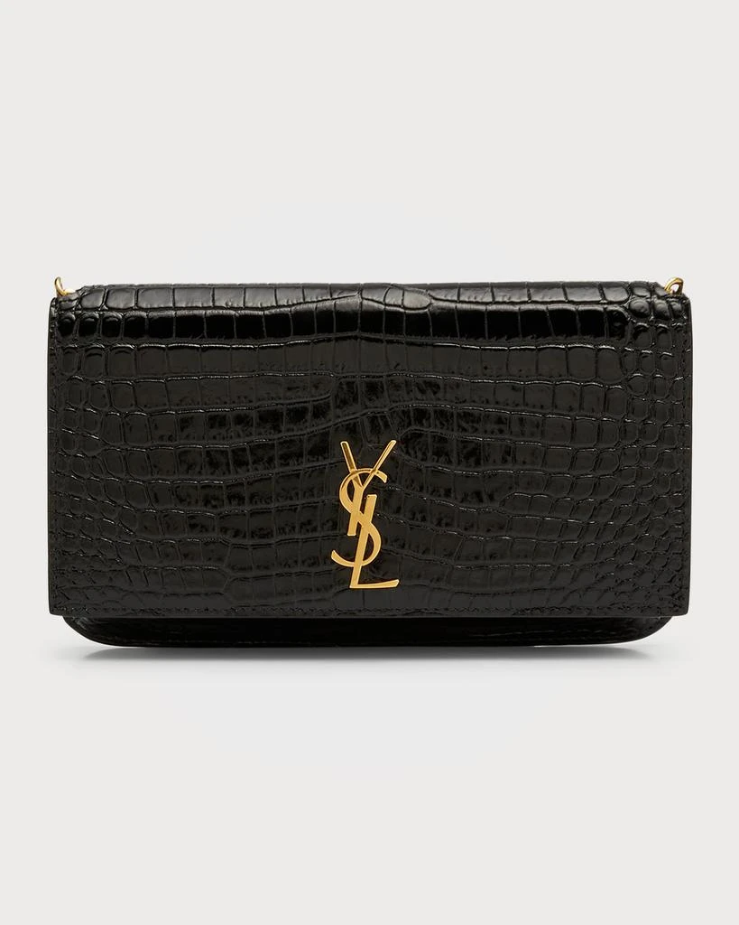 商品Yves Saint Laurent|YSL Croc-Embossed Phone Holder Shoulder Bag,价格¥5972,第1张图片
