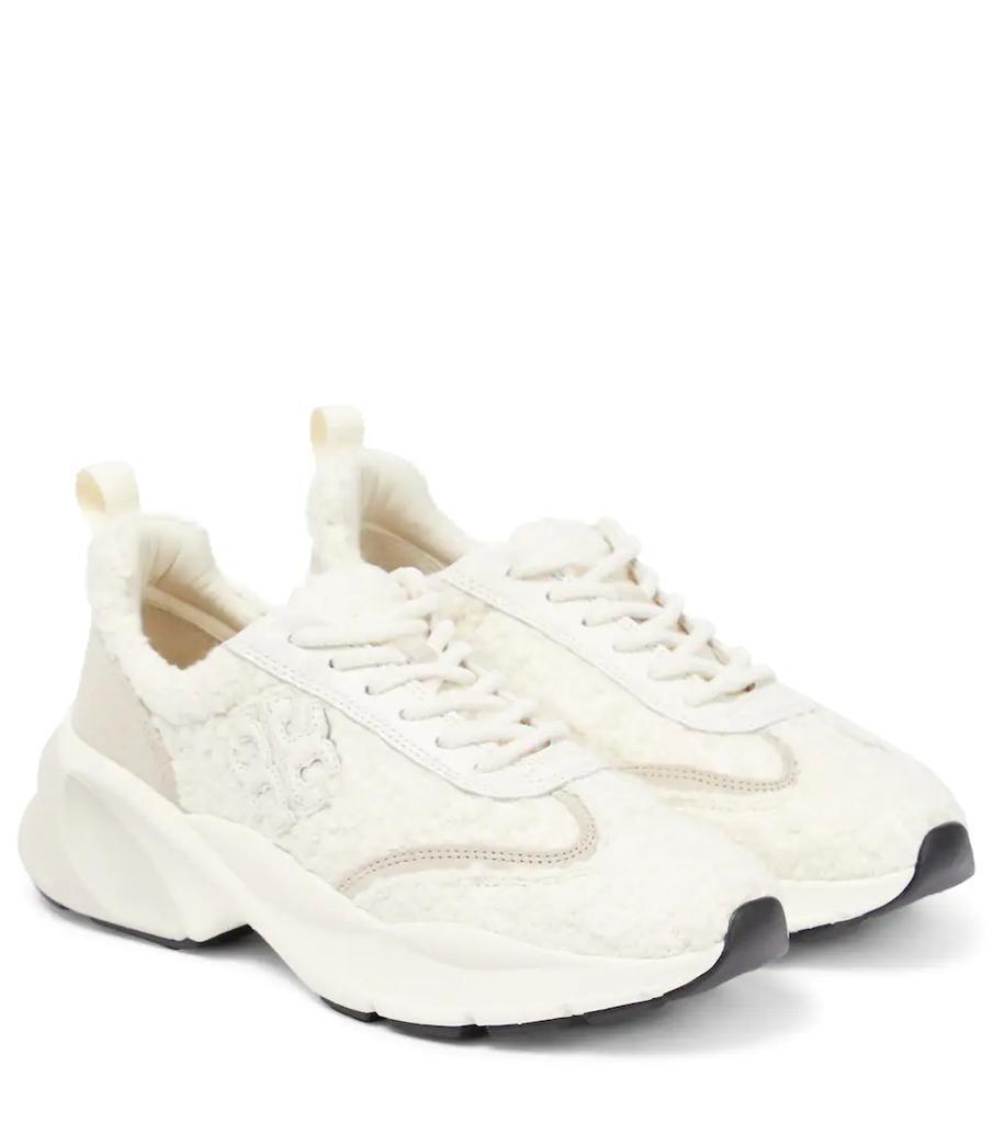 商品Tory Burch|Good Luck suede-trimmed sneakers,价格¥2705,第1张图片