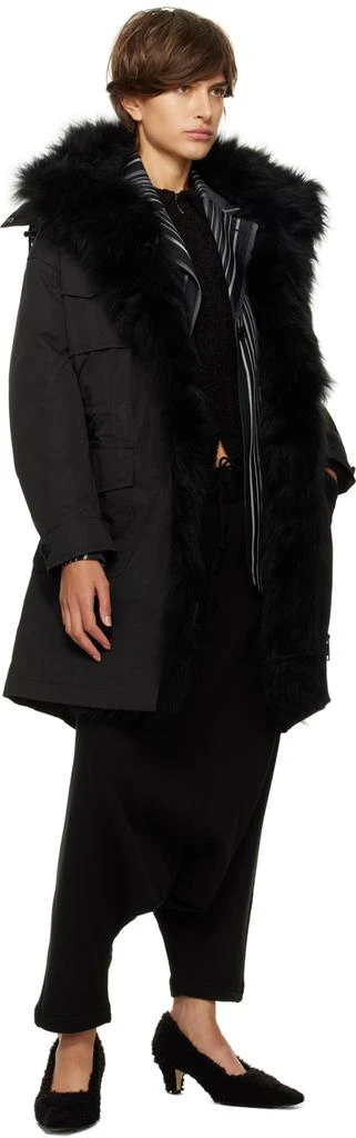 商品Yves Salomon|Black Bachette Shearling Down Coat,价格¥6316,第4张图片详细描述