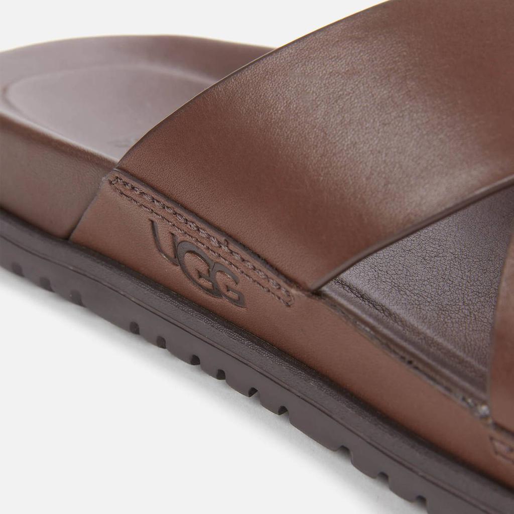 商品UGG|UGG Men's Wainscott Leather Slide Sandals - Grizzly,价格¥796,第6张图片详细描述