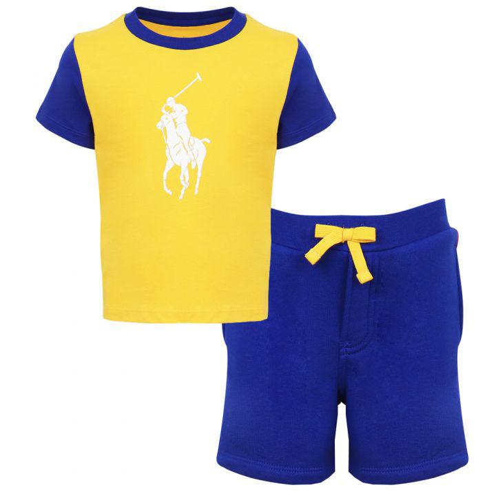 Multicoloured Pony Logo T Shirt & Shorts Set商品第1张图片规格展示