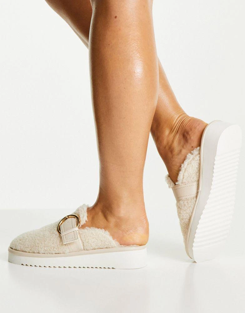 商品ASOS|ASOS DESIGN Manzo borg flat mules in oatmeal,价格¥128,第4张图片详细描述