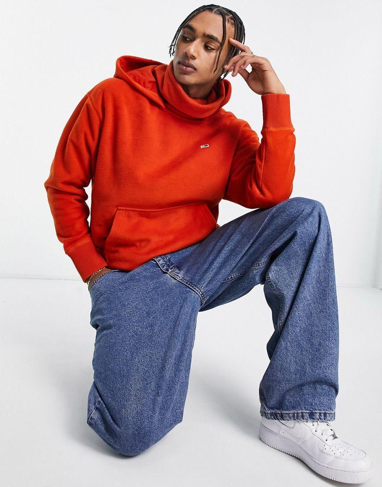 Tommy Jeans funnel neck polar fleece hoodie relaxed fit in orange商品第1张图片规格展示