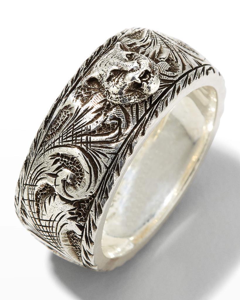 商品Gucci|Men's Gatto Aged Sterling Silver Ring, Size 9-11,价格¥2384,第6张图片详细描述