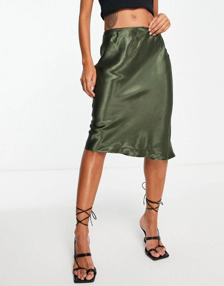 商品Topshop|Topshop 90s short midi skirt in khaki,价格¥104,第1张图片