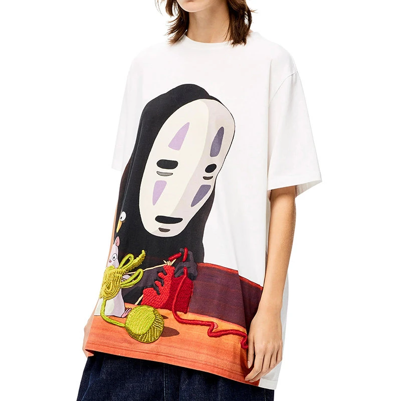 商品Loewe|【预售3-7天】LOEWE/罗意威 22年春夏新款 Spirited Away千与千寻联名系列 男女同款多色拼接纯棉Kaonashi印花短袖T恤S928Y22J06-9990,价格¥4211,第6张图片详细描述