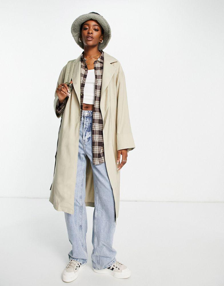 商品Topshop|Topshop plain duster coat in sand,价格¥298,第6张图片详细描述