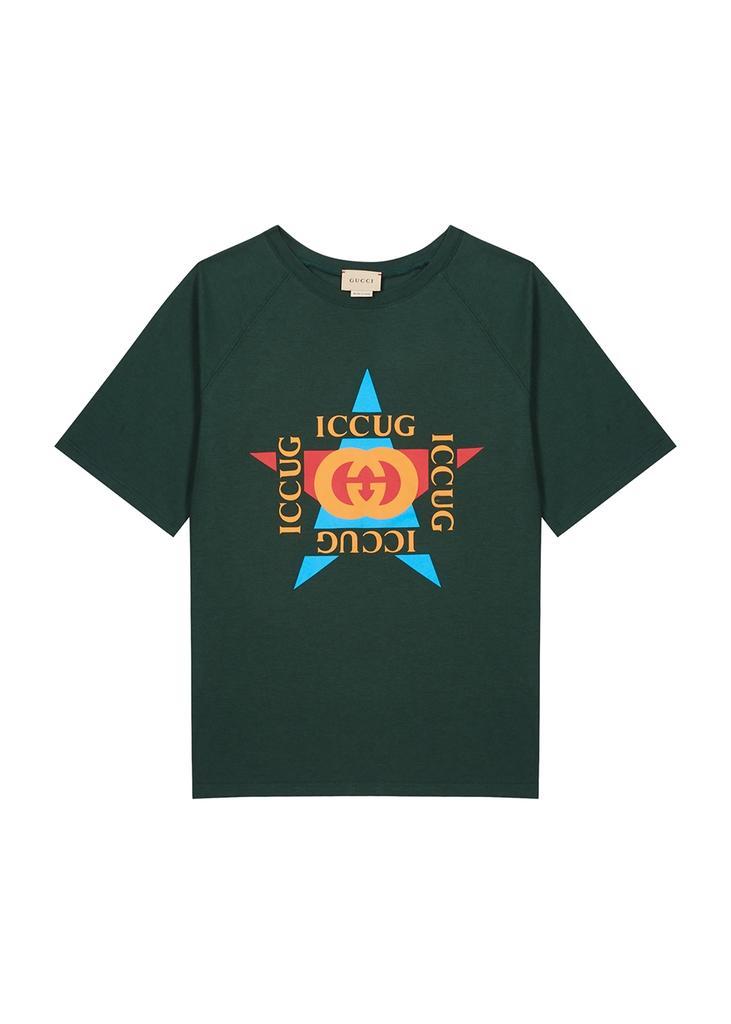 商品Gucci|KIDS Green logo-print cotton T-shirt,价格¥1215,第1张图片