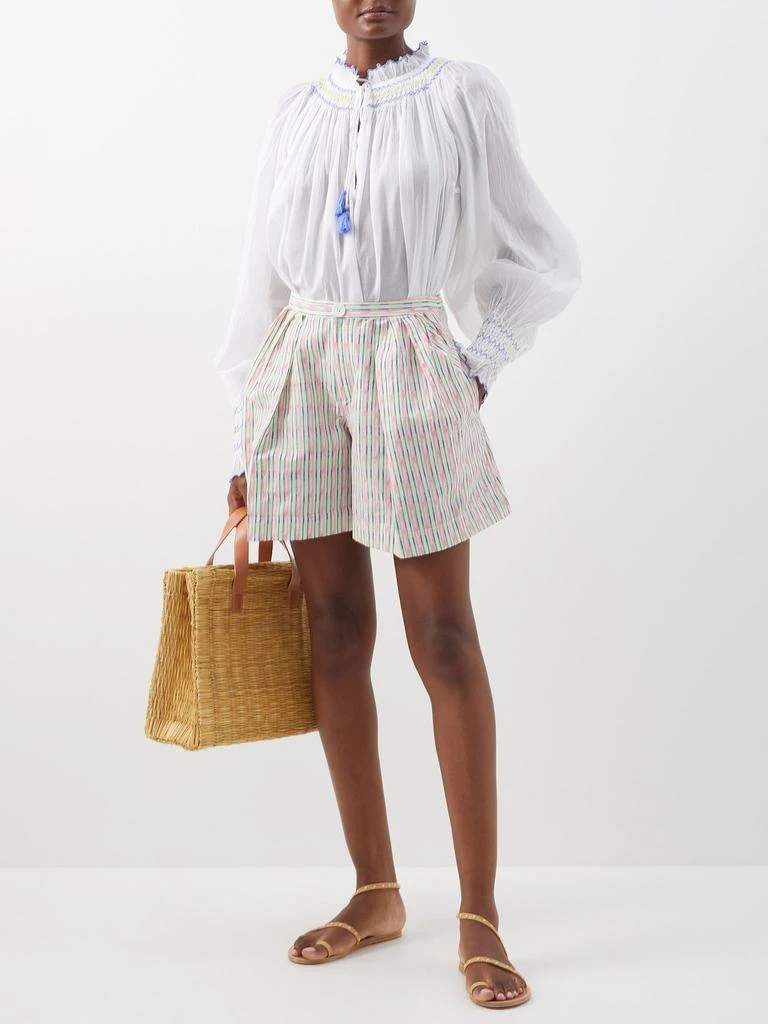 商品Thierry Colson|Kenya pleated geometric-print cotton-lawn shorts,价格¥610,第2张图片详细描述