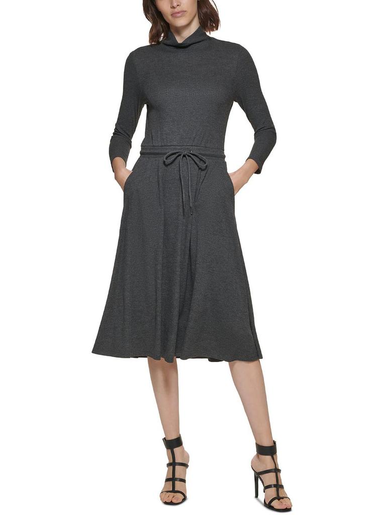 Womens Knit Long Sleeves Midi Dress商品第1张图片规格展示