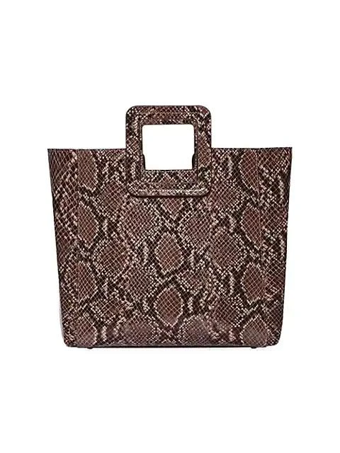 商品Staud|Shirley Snakeskin-Embossed Leather 托特包,价格¥2959,第3张图片详细描述