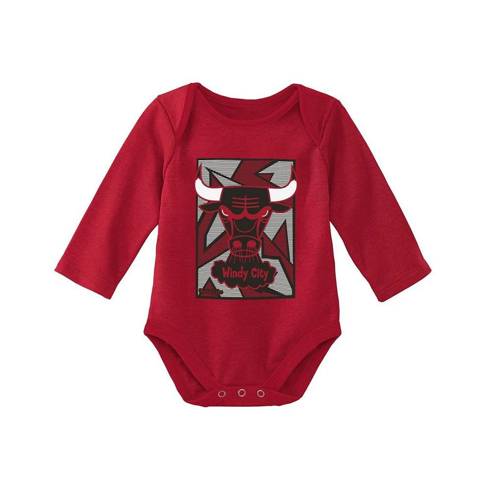 商品Mitchell & Ness|Infant Boys and Girls Black, Red Chicago Bulls Hardwood Classics Bodysuits and Cuffed Knit Hat Set,价格¥301,第2张图片详细描述